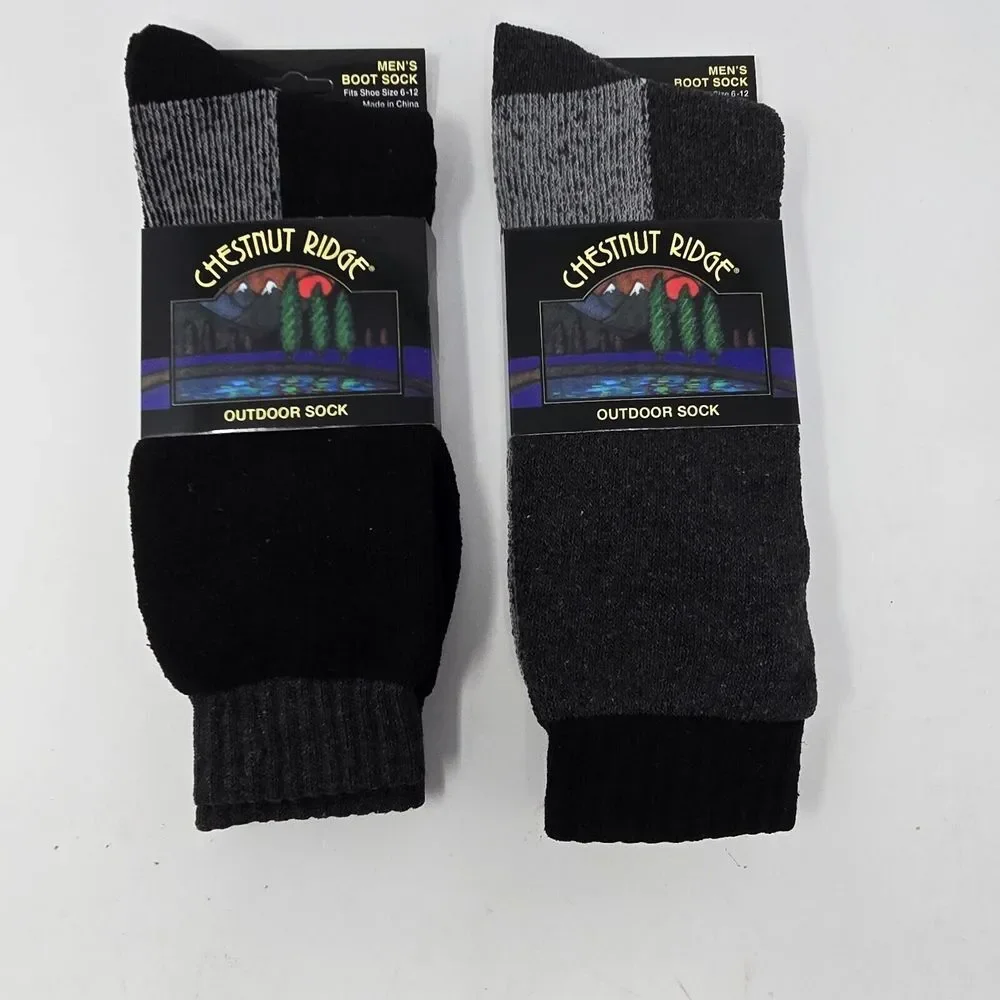 2 Pair Chestnut Ridge Mens Boot Socks Fits‎ Shoe Size 6-12 Outdoor Hiking New
